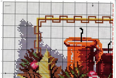 Punto croce di Natale-quandro con candele e fiori