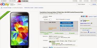 Promozione Samsung Galaxy S5 Garanzia Italia a 399 euro su eBay