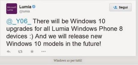 Nel 2015 i device con WP 8 verranno aggiornati a W 10