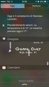 Overglide: un game carino per il centro notifiche