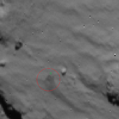 Un'immagine ottenuta dalla NAVCAM a bordo di Rosetta del primo sito di atterraggio di Philae alle ore 15:35:32 del 12 novembre. Crediti: ESA/Rosetta/NAVCAM – CC BY-SA IGO 3.0