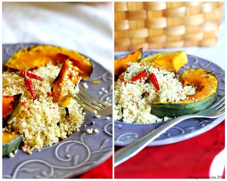 Cous cous ai fiori con zucca speziata al forno