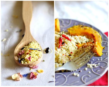 Cous cous ai fiori con zucca speziata al forno