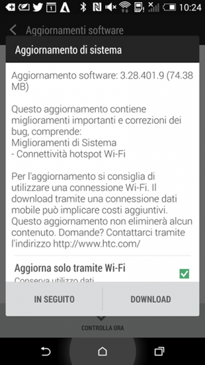 HTC One M8 Aggiornamento