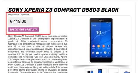 Sony Xperia Z3 Compact D5803 Black nero   Gli Stockisti  Smartphone  cellulari  tablet  accessori telefonia  dual sim e tanto altro