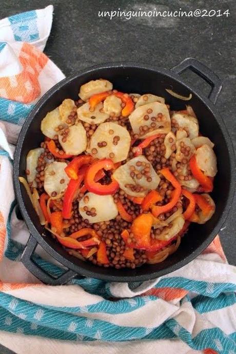 Insalata tiepida di lenticchie e topinambur arrosto 