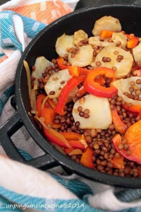 Insalata tiepida di lenticchie e topinambur arrosto 