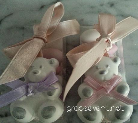 Battesimo rosa e glicine con una orsetta tenera tenera....