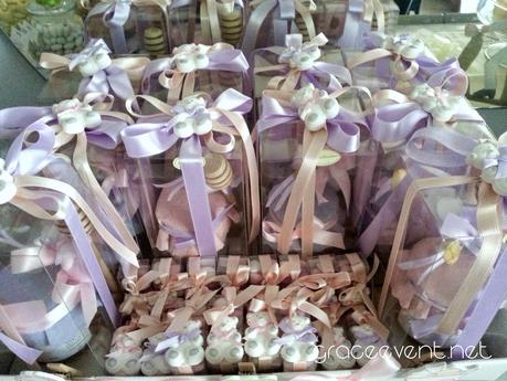 Battesimo rosa e glicine con una orsetta tenera tenera....