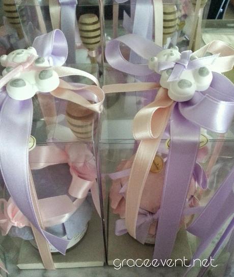 Battesimo rosa e glicine con una orsetta tenera tenera....