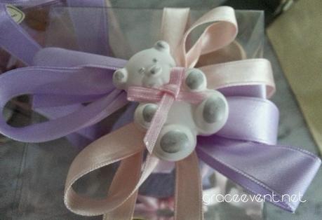 Battesimo rosa e glicine con una orsetta tenera tenera....