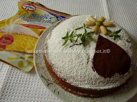 Torta margherita con crema al cacao e mandorle