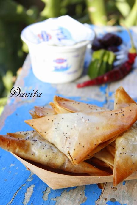 Triangoli di pasta phyllo con involtino di zucchinette farciti