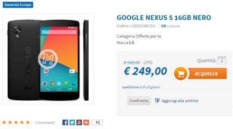 LG Nexus 5 in offerta su Techmania.it