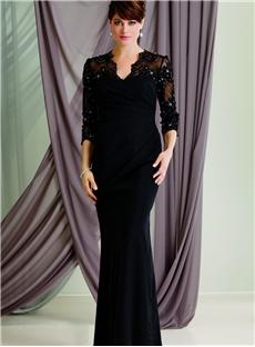 Gorgeous Sheath V Neck Embroidery Floor Length Evening Dress