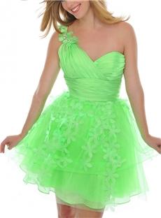 Gorgeous Sweetheart Embroidery One Shoulder Empire Short Prom Sweet 16 Dress