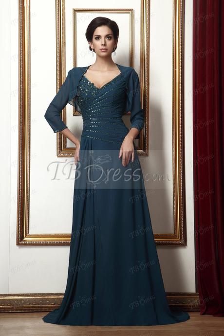 Marvelous Sequin/Beading A-Line Long V-Neck Taline's Mother of the Bride Dress