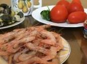 Cozze Gratinate, Spaghetti gamberi vongole, Spigola forno, Dolce cioccolato panna