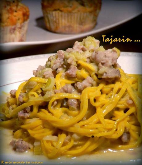 TAJARIN con PORRI, ROBIOLA al TARTUFO e SALsiccia