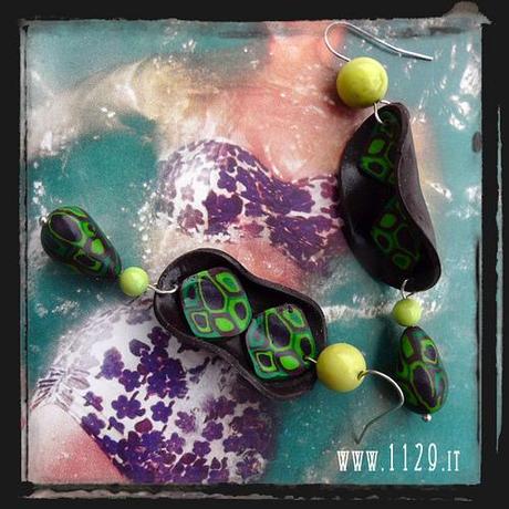 LGTUFI orecchini viola verde - purple green earrings 1129