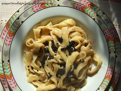 Pasta con crema di tartufo e funghi porcini