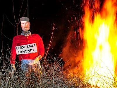 Falò legaioli, stasera si brucia Garibaldi