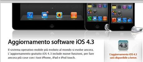 Apple: iOS 4.3 disponibile a breve