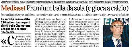 Mediaset Premium, il nuovo Ceo Ricci: ''Abbiamo numeri per farcela''