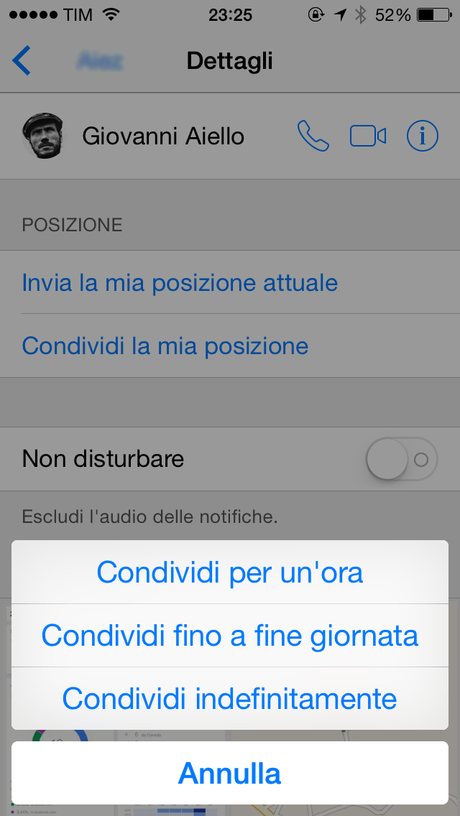 Condividere la posizione GPS su iMessage con iOS 8