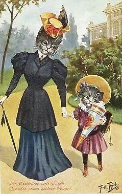 Victorian cats in clothing.