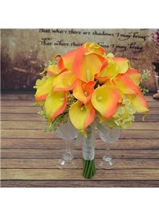 Exquisite Yellow PU Feel  Calla Lily Flower Wedding Bouquet 