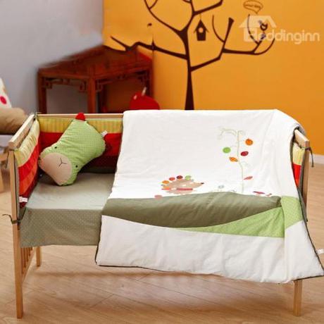 Fantastic Creative Cartoon Hedgehog Printing 4-piece Crib Bedding Sets