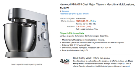 Offerta Black Friday Week: robot da cucina Kenwood scontato di 250 euro