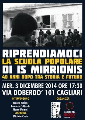 Assemblea pubblica: Riprendiamoci la scuola popolare di Is Mirrionis. 40 anni dopo tra storia e futuro. Mercoledì 3 Dicembre ore 17.30