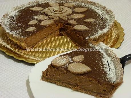 Crostata, pere, cioccolato, ricotta e aroma di mandorle