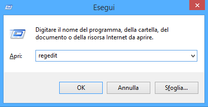 Esegui - Regedit - Windows