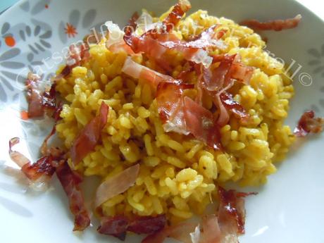 Cucinare con l'Acticook: risotto allo zafferano con julienne di speck croccante