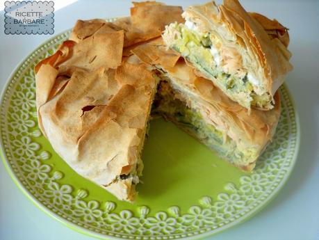 Tortino di salmone e porri or Salmon filo pie