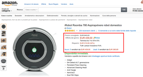 Offerta Cyber Monday Amazon: aspirapolvere iRobot Roomba 780 scontato di 210 euro