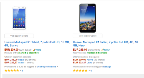 Offerta Cyber Monday: Huawei Mediapad X1 scontato di 160 euro