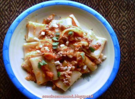 Paccheri con zucca,salsiccia e scamorza ( Paiocca)