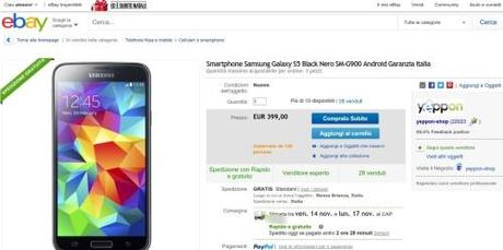 Promozione Samsung Galaxy S5 in offerta a 399 euro da Yeppon Smartphone Samsung Galaxy S5 Black Nero SM G900 Android Garanzia Italia   eBay