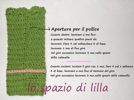 Anatomia di un guanto crochet senza dita (tutorial).../ Anatomy of a fingerless crochet mitten (free pattern)...