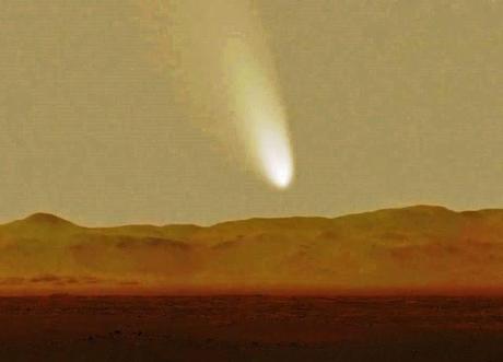 Evento marziano con raro passaggio di una cometa