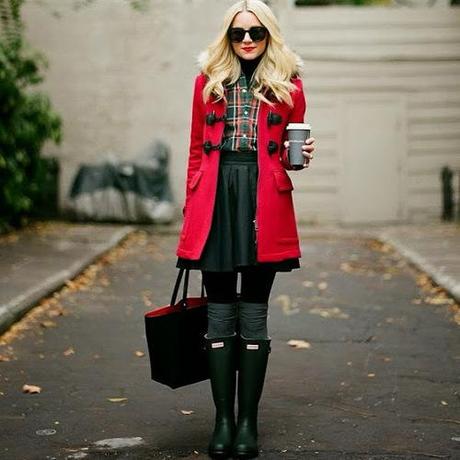blogger outfit red tartan