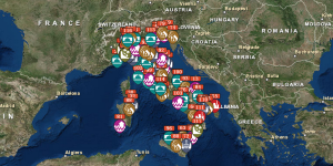 La mappa del rischio climatico in Italia elaborata da Legambiente (planningclimatechange.org/atlanteclimatico)