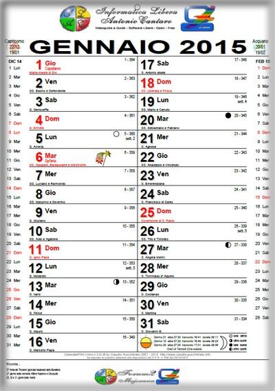 Calendario 2015 gratuito stampabile e personalizzabile