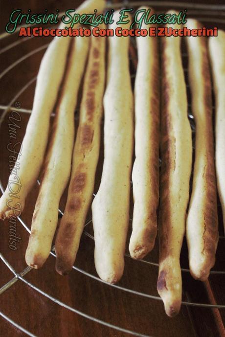 Grissini Speziati E Glassati Al Cioccolato Con Cocco E Zuccherini