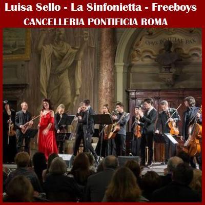 Luisa Sello, l'orchestra La Sinfonietta e i Freeboys hanno eseguito un concerto benefico, il 4 dicembre 2014 a Roma.