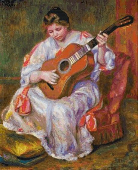 Schema per il punto croce: Donna con chitarra di Renoir